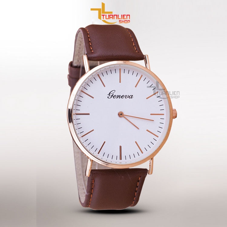 Đồng Hồ Nam GENEVA Dây Da Sang Trọng, Phong Cách Hàn Quốc