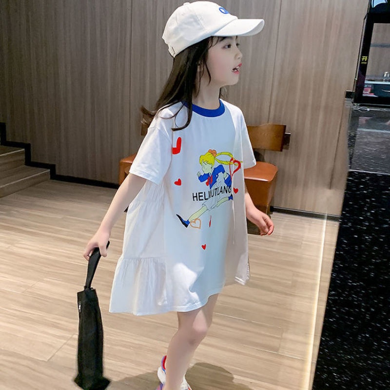 Đầm Dáng Rộng In Họa Tiết Hoạt Hình Phong Cách Hàn Quốc Thời Trang Mùa Hè Cho Bé Gái