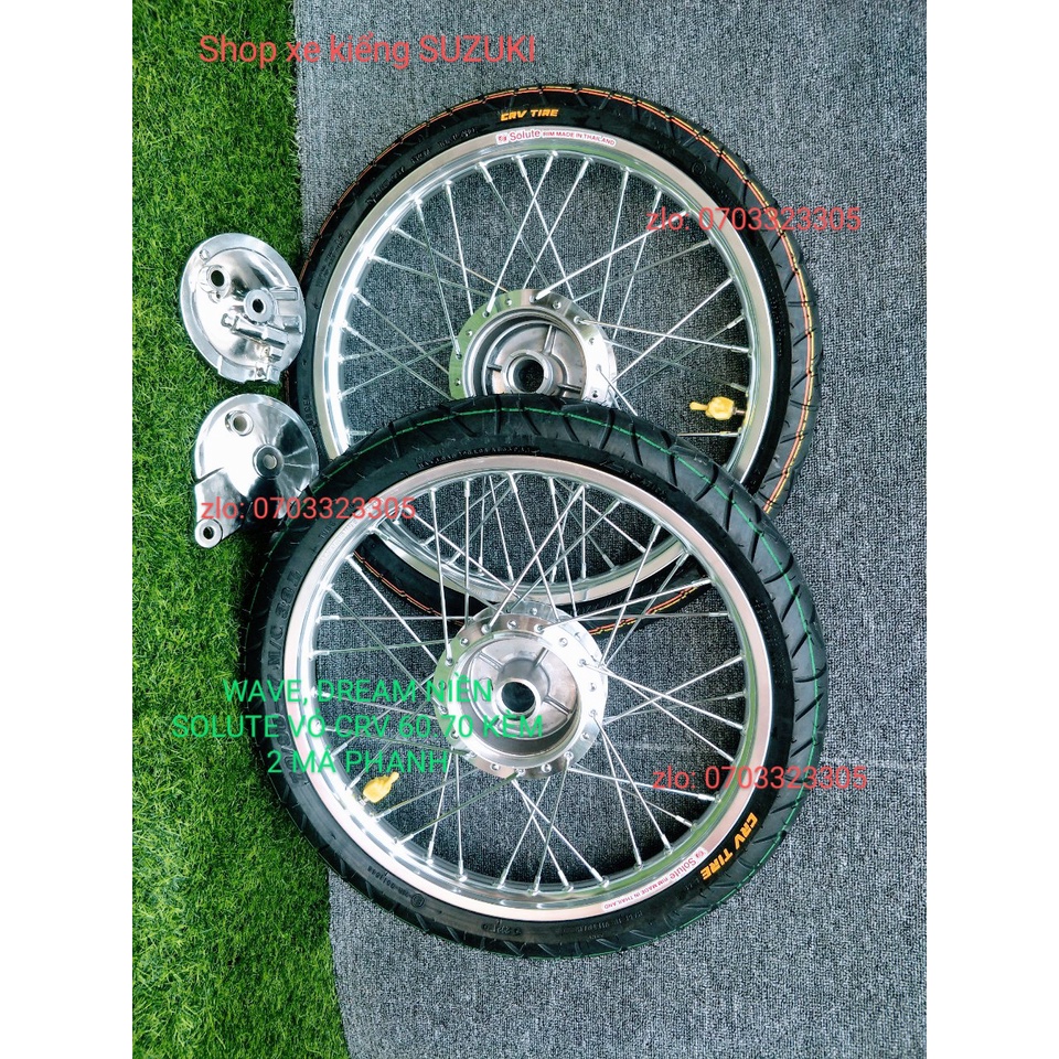 CẶP BÁNH CĂM WAVE DREAM THẮNG ĐÙM TRƯỚC SAUNIEENF NHÔM BAN ZAI THÁI KÈM VỎ CRV THÁI 60.70 VỚI 2 MÁ PHANH .