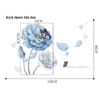 Decal dán tường hoa đá xanh