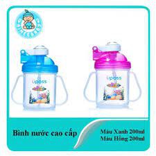 Bình uống nước ống hút nắp bật có tay cầm 200ml - UPASS (Made in Taiwan)