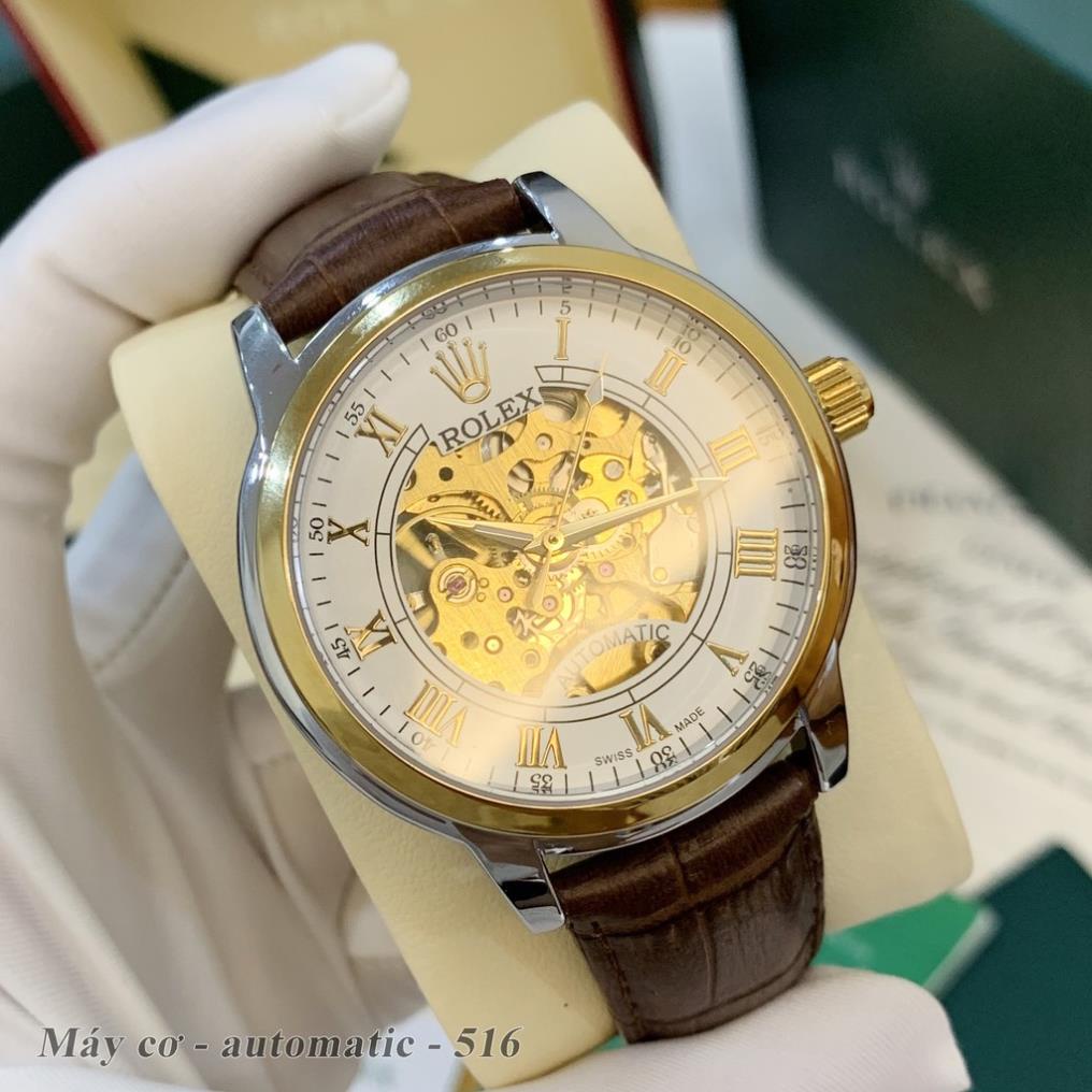 Đồng hồ nam Rolex mặt tròn máy cơ automatic dây da cao cấp DH516 Shop108 | BigBuy360 - bigbuy360.vn