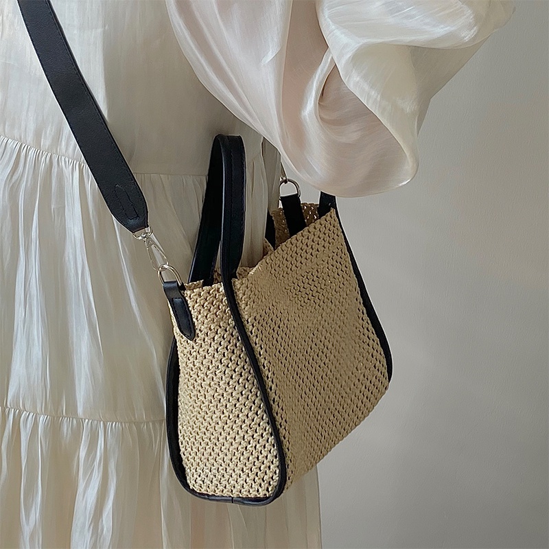 Túi đeo vai IELGY đan cói màu sắc tương phản thời trang cho nữ