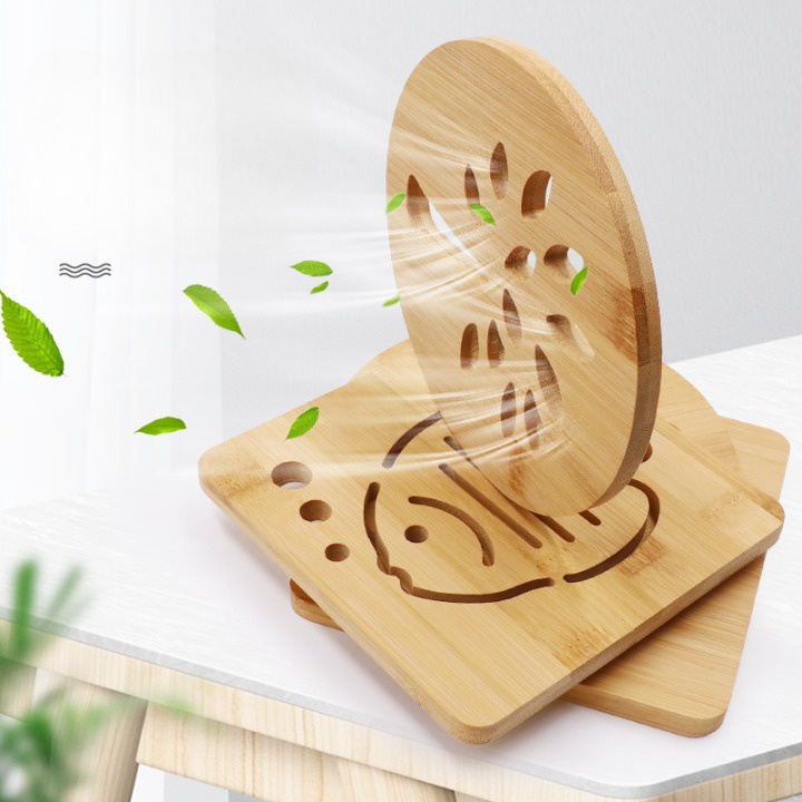 Lót ly bằng gỗ dễ thương ,Tấm lót cốc chống bỏng tiện dụng cute chống ướt bàn Lotida