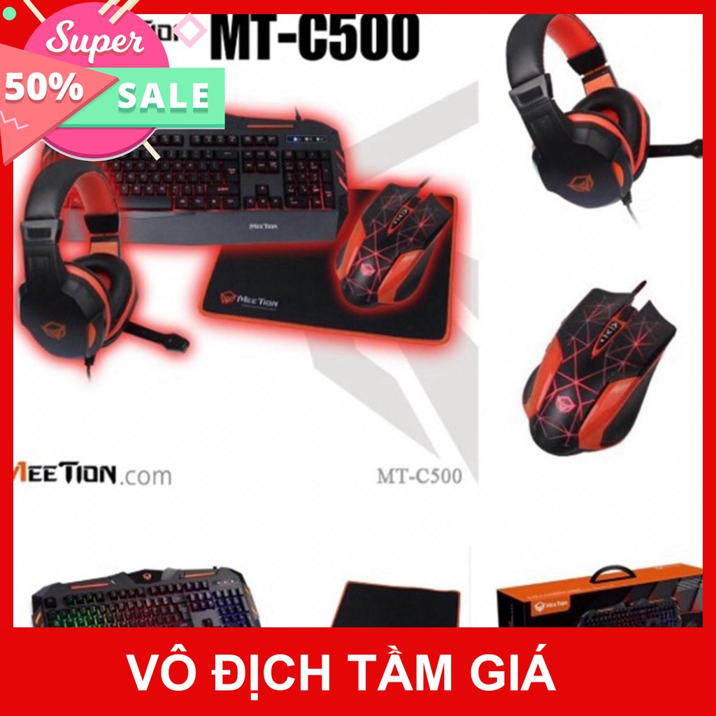 Combo Phím Chuột Tai Nghe Lót Chuột Meetion MT-C500 - Chính hãng Meetion - Bảo hành 12 tháng - Cam kết lỗi 1 đổi 1