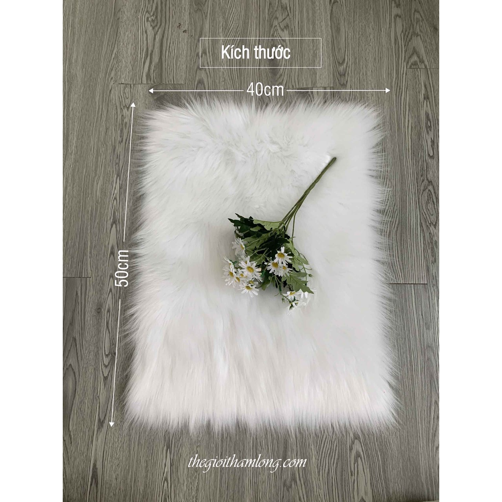 Thảm Lông Hồ Ly Cao Cấp dài 5cm - Màu Xám Và Trắng - Chụp Ảnh Trang Trí Nhiều Size
