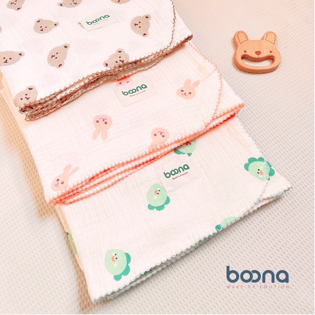 Khăn tắm xô Muslin 4 lớp Boona chính hãng, cao cấp, siêu nhẹ thoáng khí cho bé KT 70x90cm