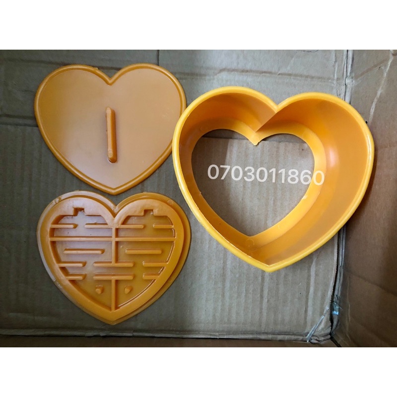 Khuôn xôi chữ SONG HỶ hình trái tim 15cm - làm xôi đám cưới,đám hỏi