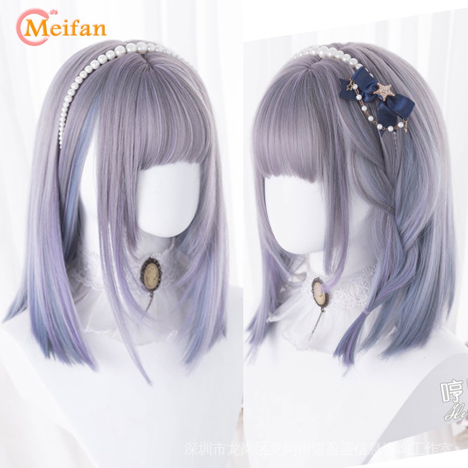 Bộ Tóc Giả Ngắn Xoăn Gợn Sóng Tự Nhiên Phong Cách Lolita Dùng Hóa Trang Cho Nữ