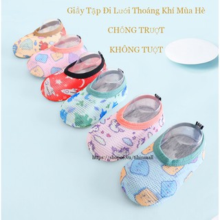 Giày tập đi mùa hè cho bé trai gái,  dép tập đi lưới cho bé chống trượt lưới thoáng mát cục cute