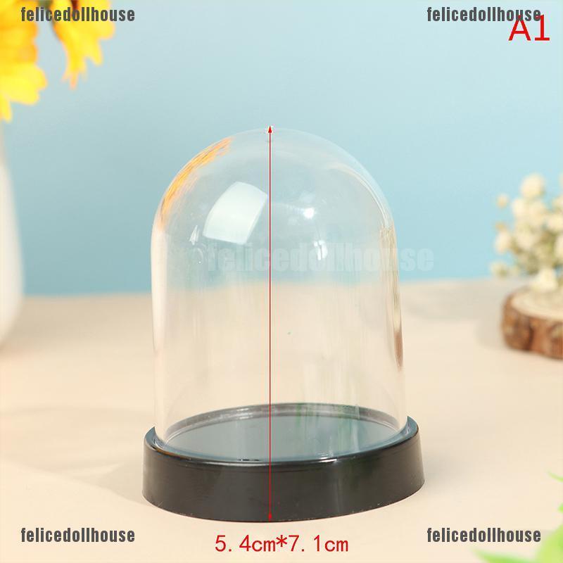 [Felice] Round Ellipse Dust Bell Cover Plastic Display Box Figurine Miniature Craft Decor