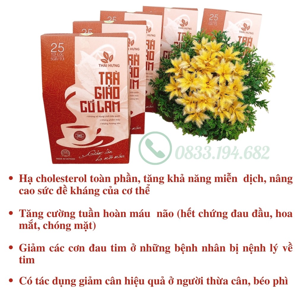 [COMBO 04] Trà Giảo Cổ Lam Thái Hưng - Giảm Cân, Hạ Mỡ Máu ad.tea 4 hộp x 25 túi lọc 125g