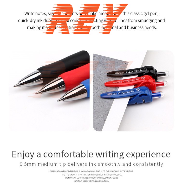 HỘP 12 cây bút nước dạng bấm Baoke Classic A35 ngòi 0.5mm