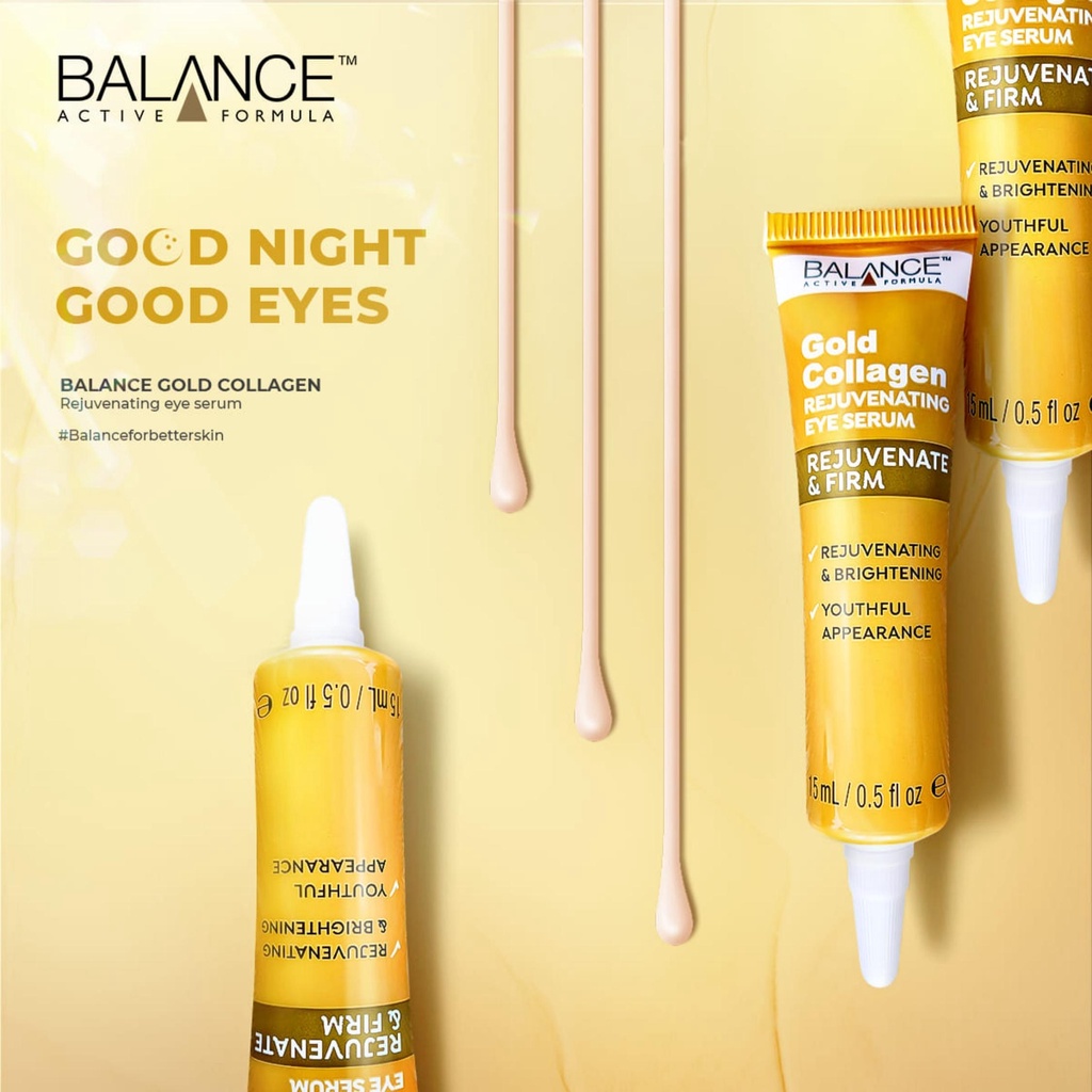 Kem Mắt Balance Serum Active Formula Gold Collagen Rejuvenating Eye Tái Tạo Và Dưỡng Da Mắt 15ml