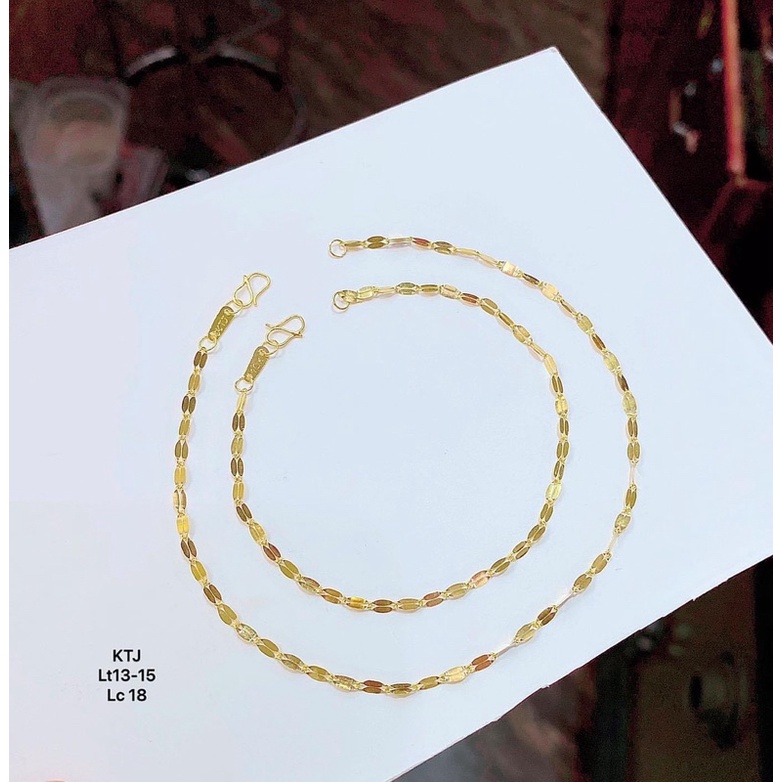 Set Bộ Trang Sức Lá Dẹt Vàng Gồm Lắc Tay Và Lắc Chân Siêu Nhẹ Hot Hit - Trang sức Vàng Bạc Hoà Thảo