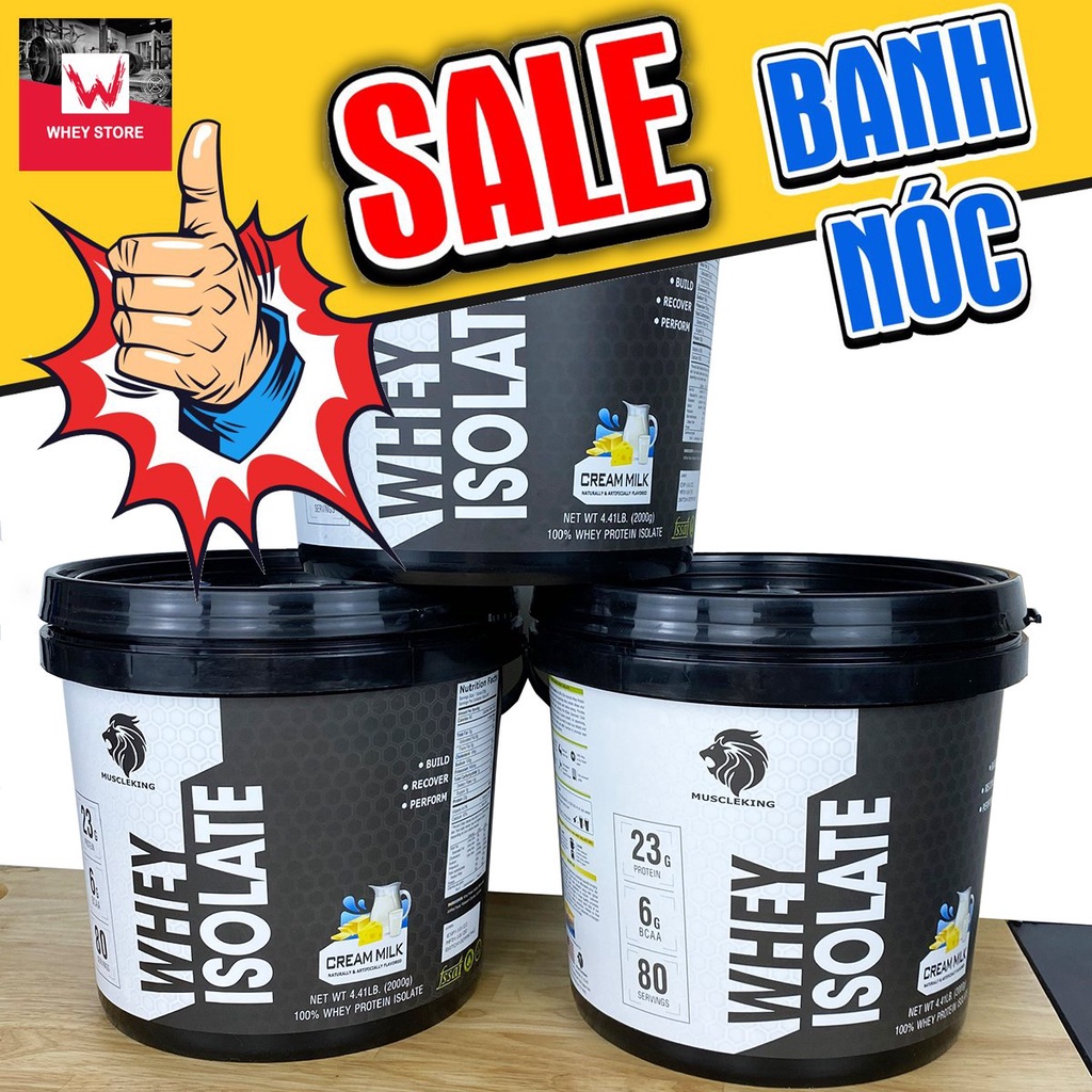 WHEY ISOLATE 2kg - Sữa Tăng Cơ Hấp Thu Nhanh MuscleKing  + Tặng Shaker