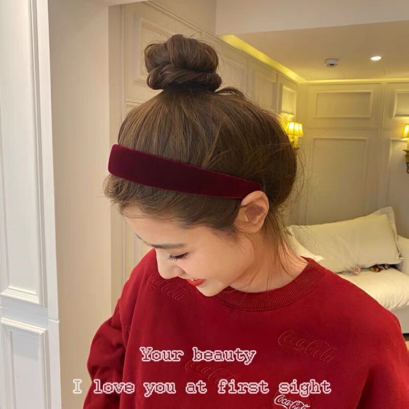 Băng đô cài tóc nhung trơn bản to 3.5cm BT23 bờm tóc nhung trơn một màu nữ Shela.accessories