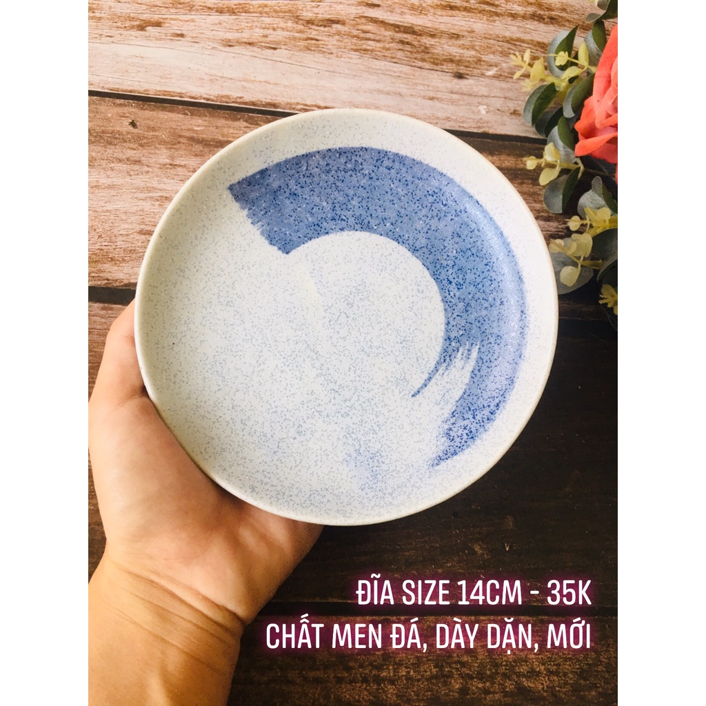 GỐM NHẬT - CHÉN NHỎ, ĐĨA MEN LAM/ CHÉN CHẤM HOA