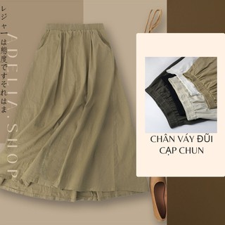 Chân váy đũi chữ A không nhăn, Chân váy đũi trơn cạp chun dáng dài freesize, Chất đẹp thoải mái