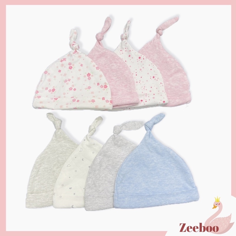 Set 2 mũ vải cotton củ tỏi cho bé sơ sinh - 6 tháng, chất vải mềm mại co giãn an toàn cho bé