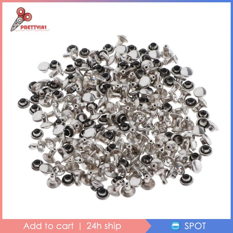 Set 100 Đinh Tán 6mm Màu Bạc 6mm Chuyên Dụng Làm Đồ Da Thủ Công