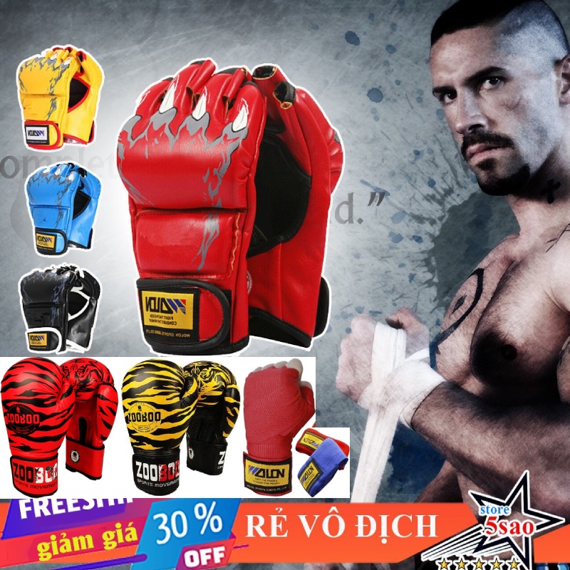 Găng tay đấm bốc mma hở ngón cao cấp thế hệ 4.0 - Thiết bị đấm bốc dành cho boxing, mma, đối kháng, sparring, trainning