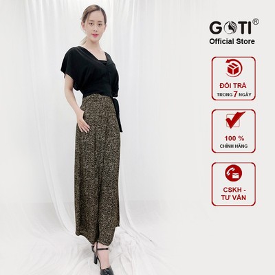 GOTI – Set Nguyên Bộ Cổng Sở Nữ Kiểu Áo Khoác Cánh Dơi Cột Eo Phối Quần Ống Rộng In Hoạ Tiết 3197