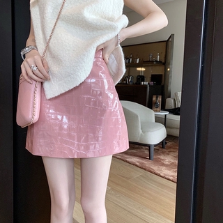 Chân Váy Da PU Dập Nổi Họa Tiết Da Cá Sấu Thời Trang Mùa Thu Cho Nữ