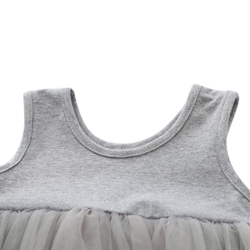 Đầm xòe tutu không tay màu trơn đơn giản dễ thương cho bé gái