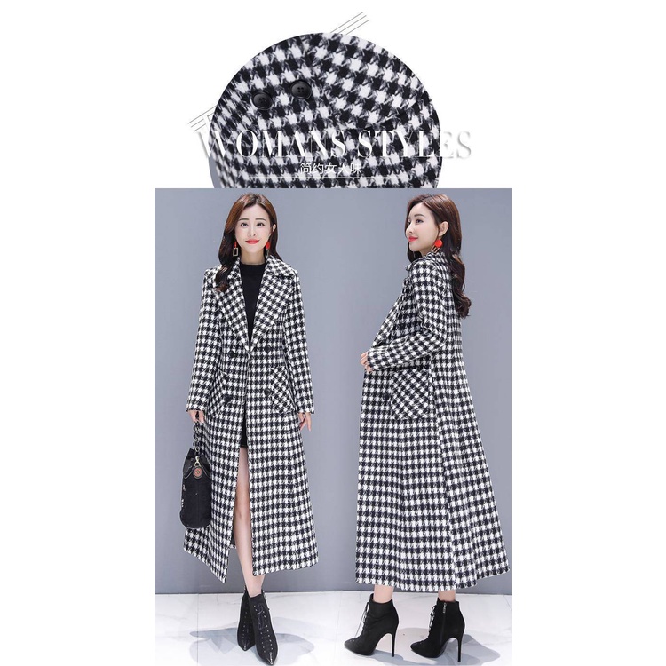 Áo khoác len dáng dài họa tiết kẻ sọc thời trang cho nữ 2021