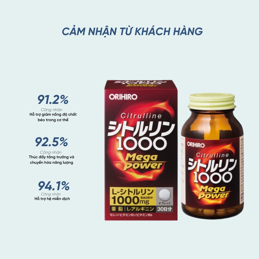 Viên uống bổ sung năng lượng Citrulline 1000mg Orihiro 240 viên