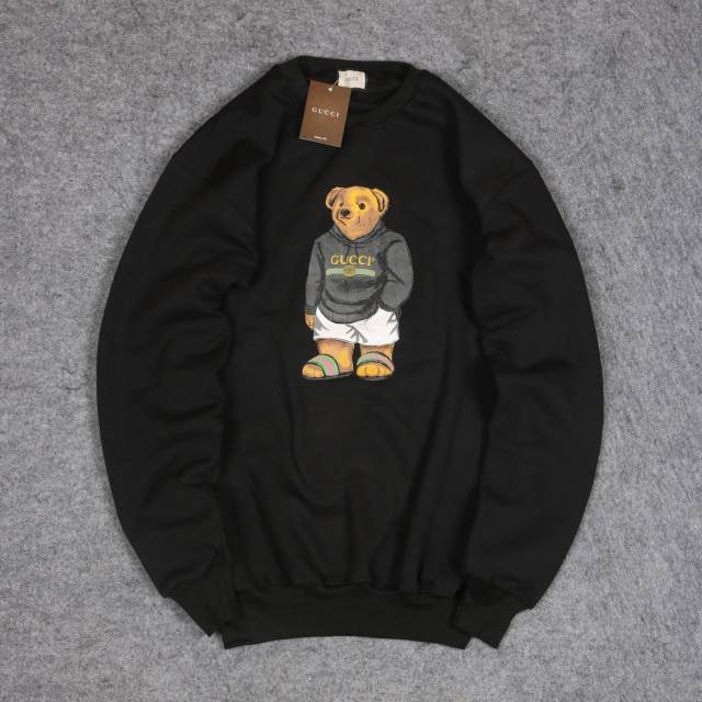 Áo Sweater Gucci Cổ Tròn Màu Đen In Hình Gấu Hypebeast Dễ Thương
