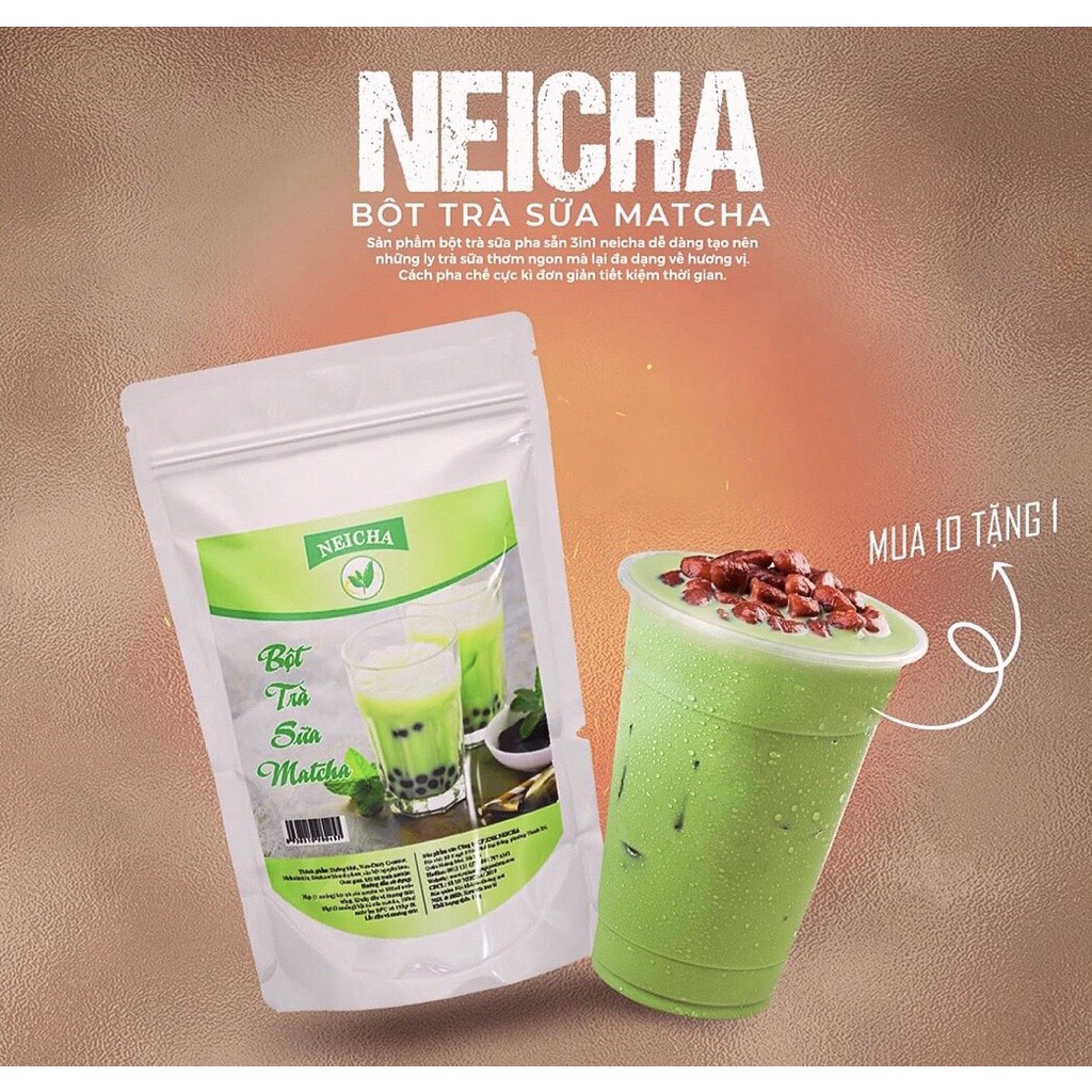 Trà Sữa Neicha Vị Matcha/ Bột trà sữa PHA SẴN TIỆN LỢI, thơm ngon béo ngậy.