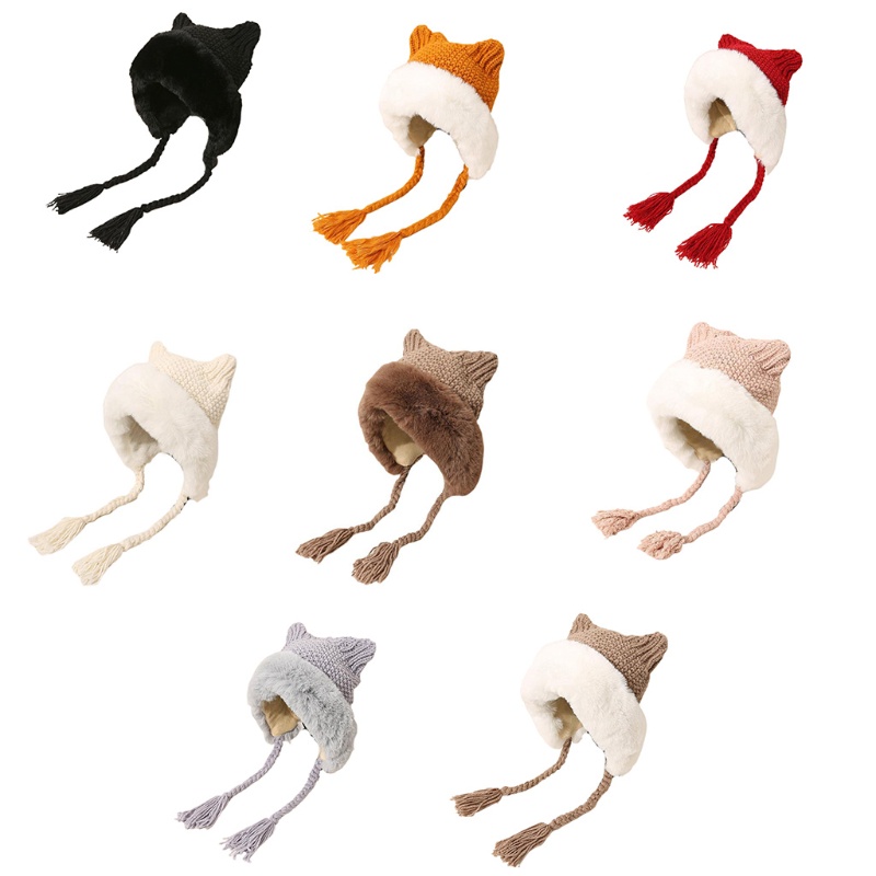 Mũ Bomber Tai Mèo Lông Xù Giữ Ấm Dành Cho Lễ Hội Hol