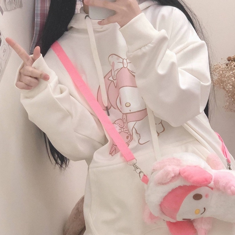 ÁO HOODIE MELODY 💕 MÀU HỒNG TRẮNG 💕 CỰC CUTE PHONG CÁCH LOLITA DỄ THƯƠNG