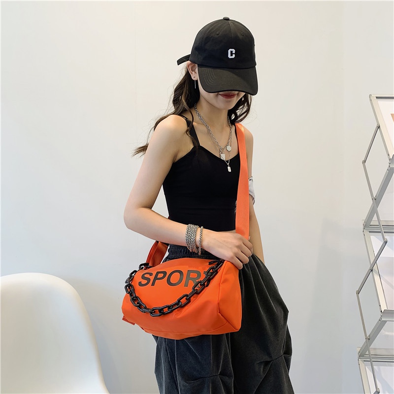 Túi xách IELGY đeo vai phối dây xích thời trang hip hop độc lạ cho nam và nữ