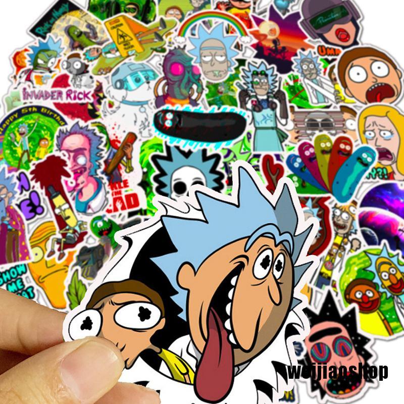 Bộ 50 Miếng Dán Trang Trí Tủ Lạnh / Xe Hơi Họa Tiết Phim Hoạt Hình Rick And Morty Độc Đáo Diy