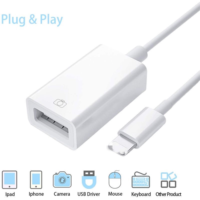 Dây Cáp OTG Kết Nối Thẻ Nhớ SD / TF USB 3.0 Cho iPhone 6 7 8P XR Xs Max 11 Pro 12 iPad Pro Mini Airpods