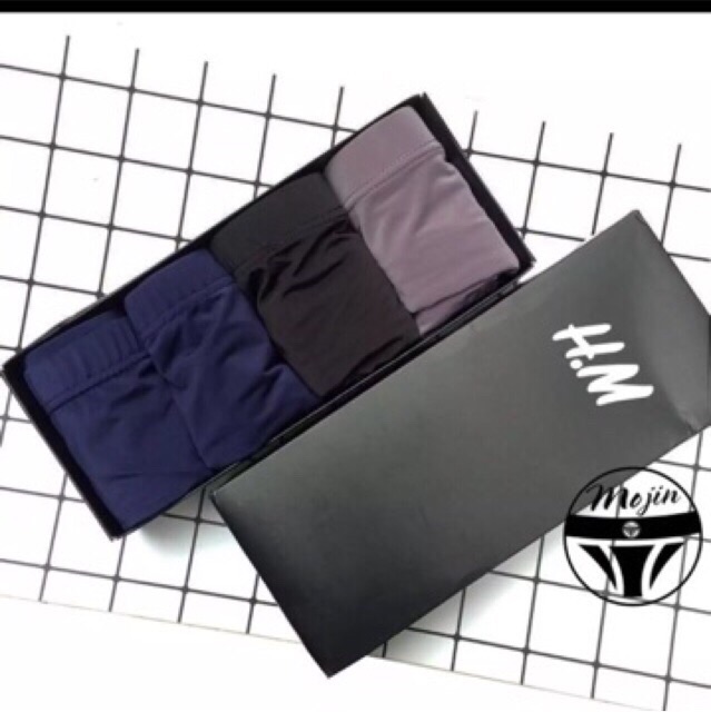 Hộp 4 quần lót đùi vải đúc boxer cao cấp full box