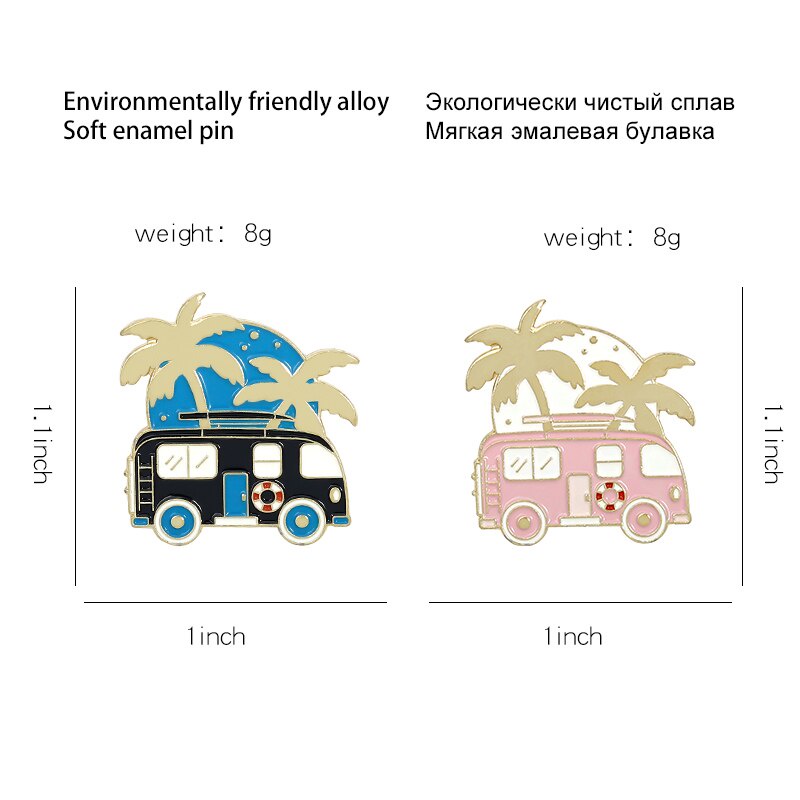 Ghim cài áo hình xe buýt hoạt hình dễ thương