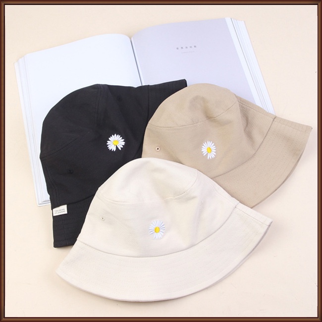 Mũ Tai Bèo Chống Nắng Thêu Họa Tiết Hoa Cúc Thời Trang Đi Biển Cho Nam Và Nữ
