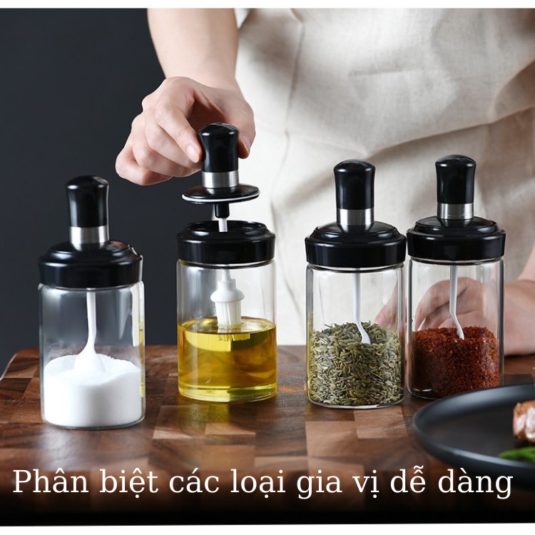 Lọ Đựng Gia Vị, Hũ Thủy Tinh Đựng Gia Vị Kèm Thìa Cao Cấp PAPAA.HOME