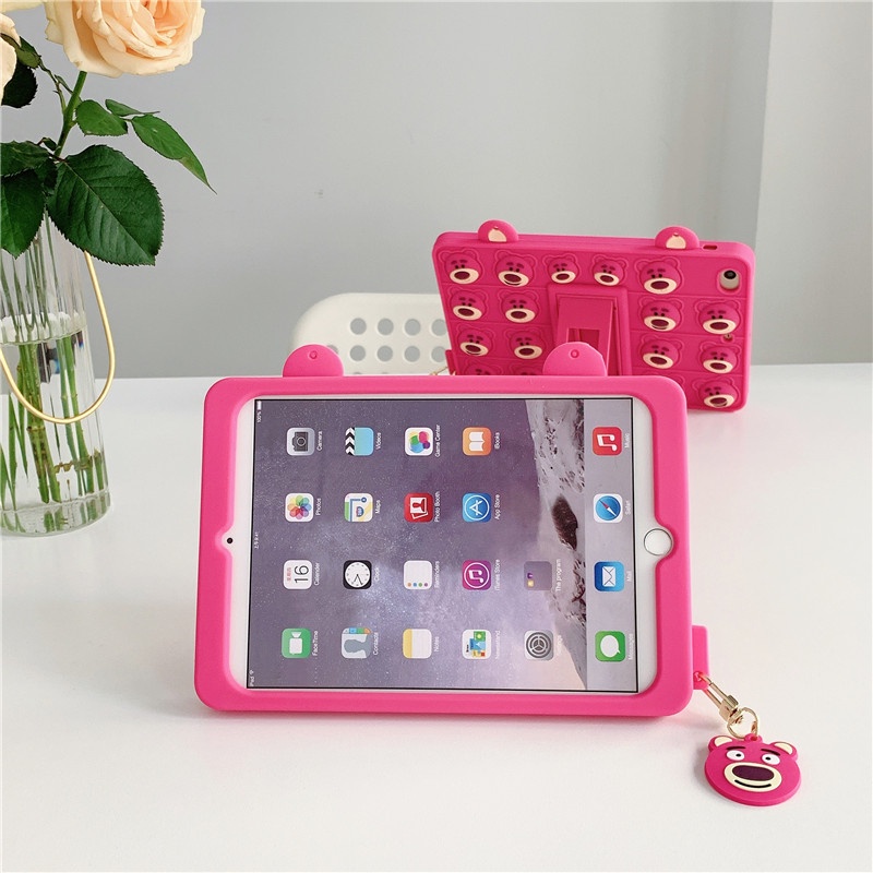 Ốp Máy Tính Bảng Silicon Mềm Hình Gấu Dâu Tây Có Quai Đeo Vai Cho Xiaomi Mi Pad 5 / Xiaomi Mi Pad 5 Pro 11 &quot;