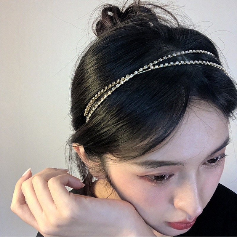 Bờm tóc hai hàng đá chéo thanh lịch cho nữ B107