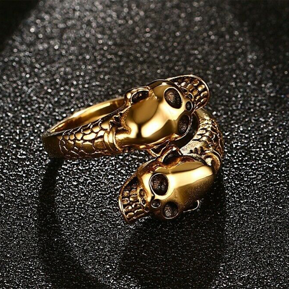 MELODG Rock Rap Vintage Stainless Jewelry Finger Skull Head Ring