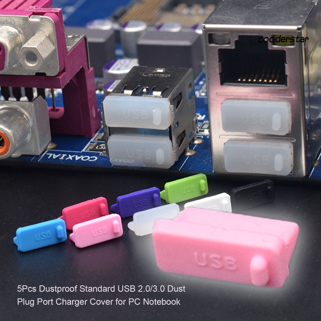 Bộ 5 Nút Bịt Cổng Sạc USB 2.0 / 3.0 Chống Bụi Chuẩn Cho PC Notebook