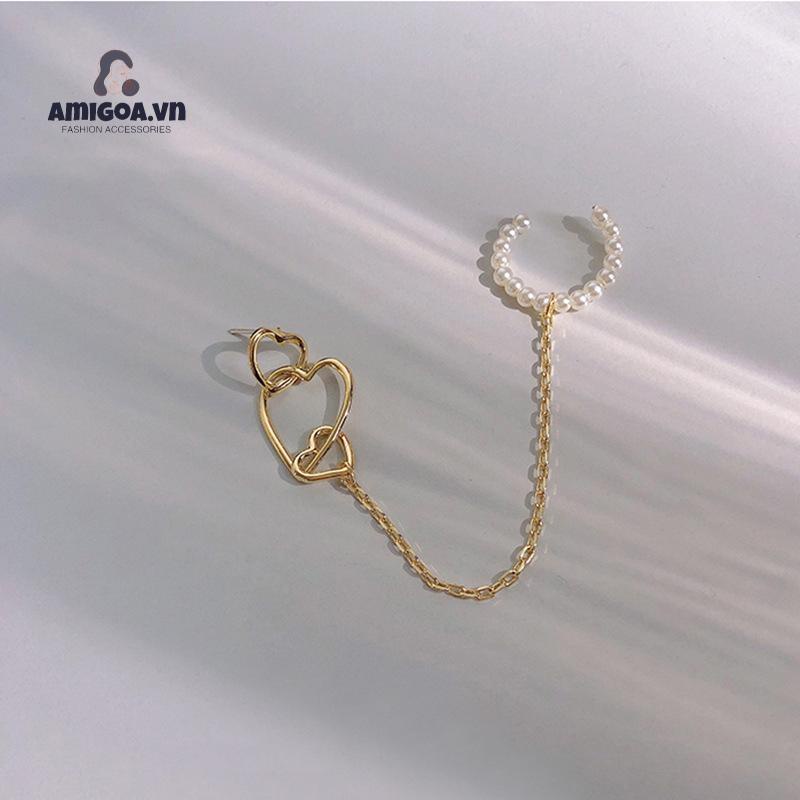 ✨✨Khuyên Kẹp Vành Tai Tua Rua Hình Trái Tim Thời Trang Cho Nữ