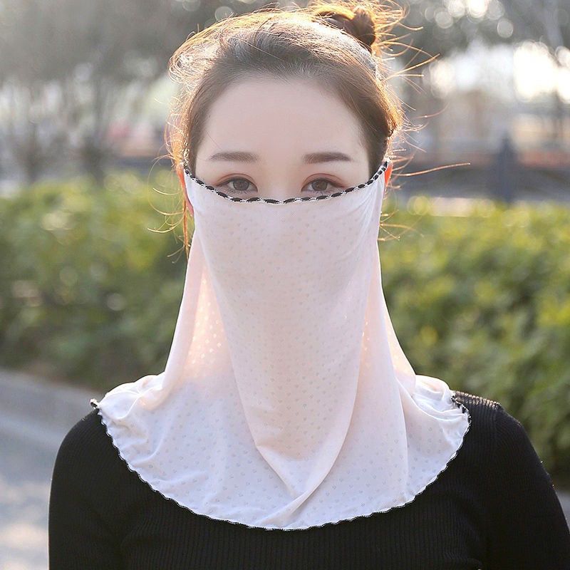 Factory direct sale ice silk mask summer sunscreen artifact sunshade full face mask riding outdoor silk scarf bib women