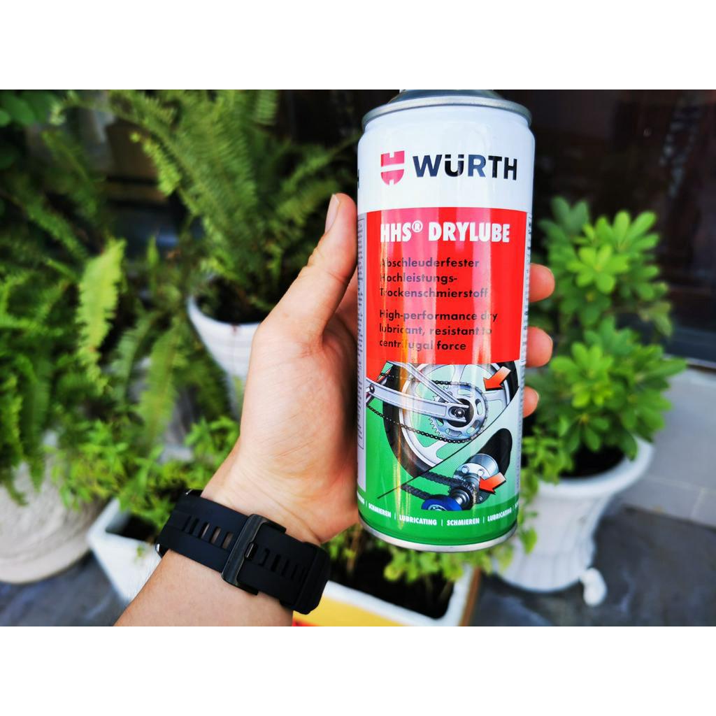 Mỡ Bò Khô Wurth HHS DryLube, Mỡ Bò Bôi Trơn Sên Xích Bảo Vệ Kim Loại 400ml