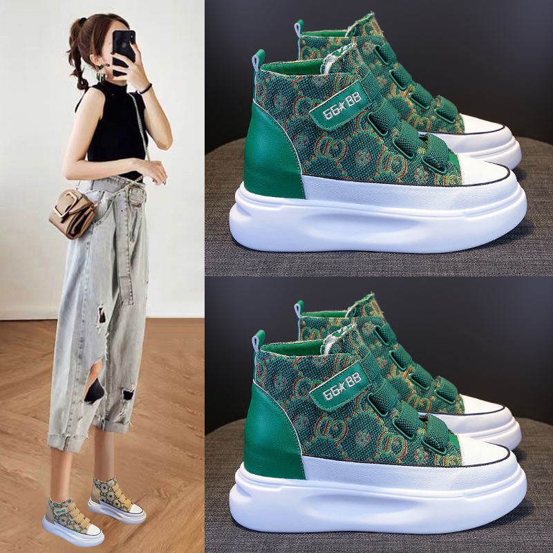 Giày Thể Thao Vải Canvas Cổ Cao Đế Dày Thoáng Khí Thời Trang Mùa Hè Cho Nữ